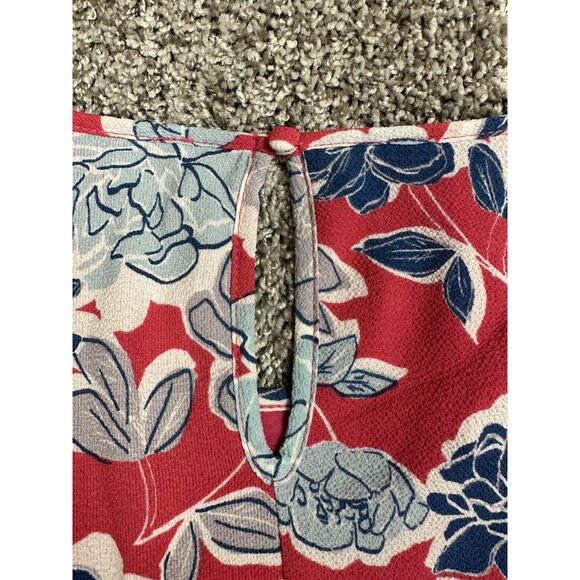 Andree by Unit Pink Floral Shift Dress L Tie Sleeve Scoop Neck Knee Length - Picture 10 of 12